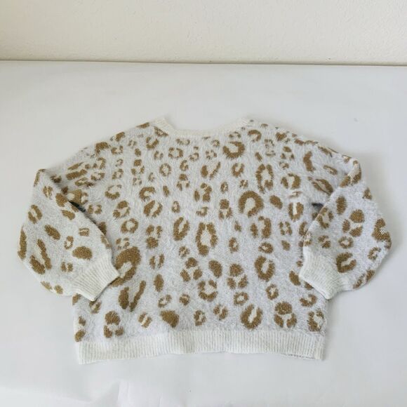 The Impeccable Pig Sweater Women S/M White Cheetah Print Eyelash Knit Preppy - Picture 2 of 7